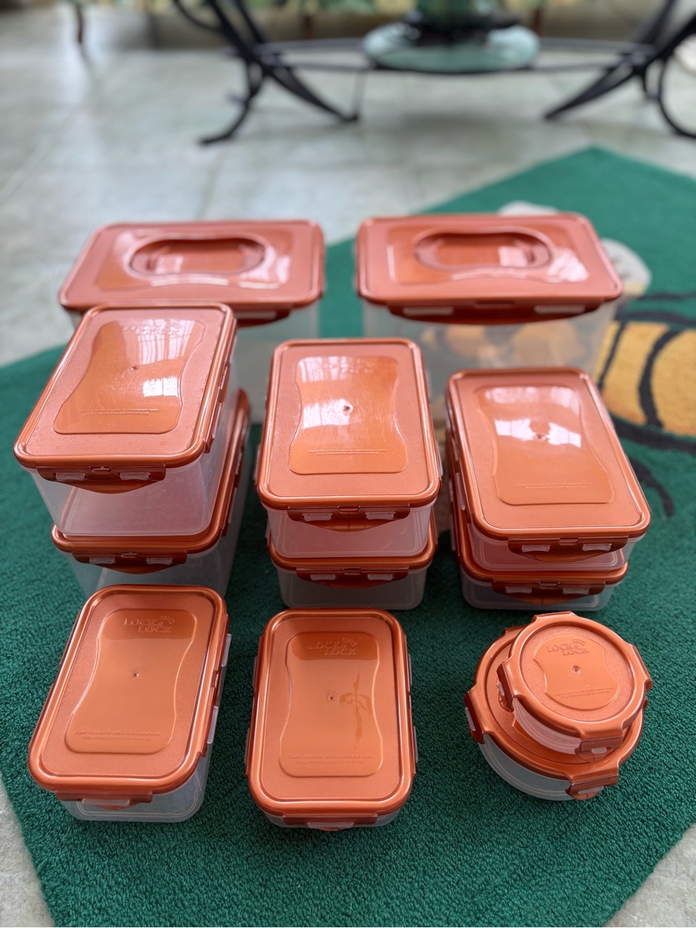 12 Piece Lock & Lock Set With Lids in Pumpkin Color